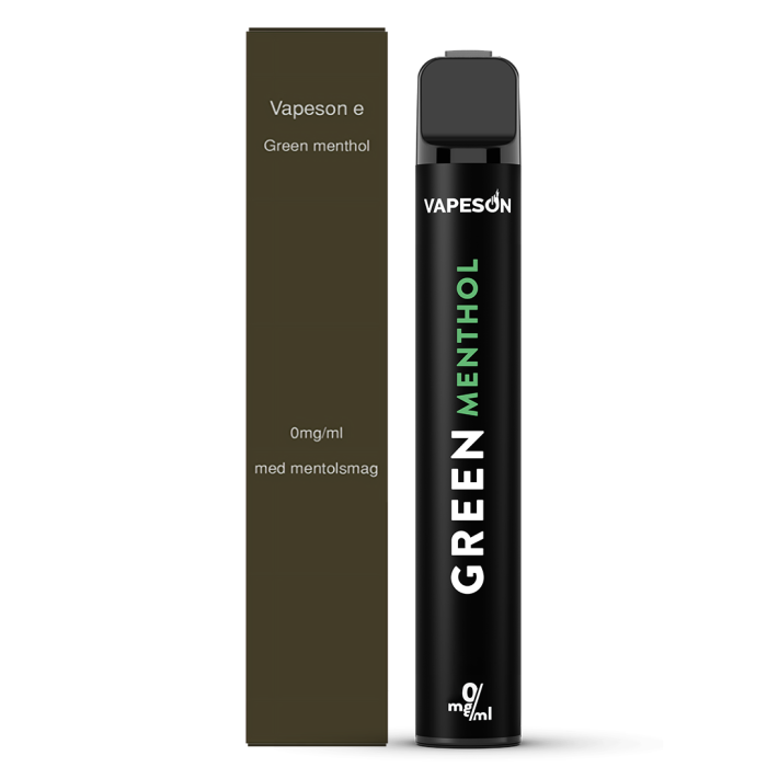 VAPESON 2ML E DISPOSABLE GREEN MENTHOL 0MG/ML